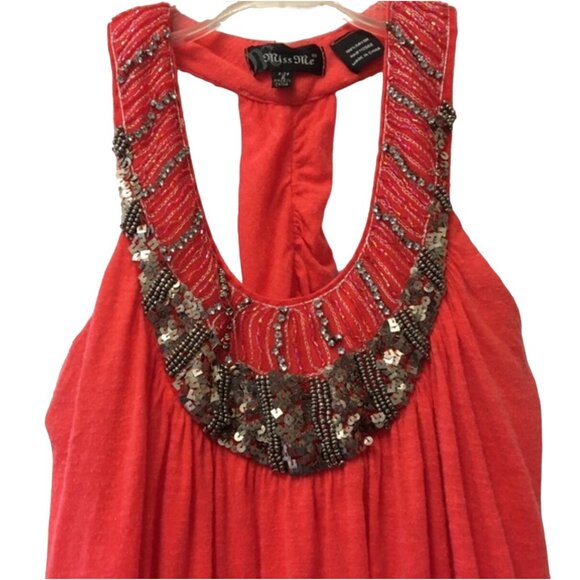 Miss Me Embellished Tank Women's Size Small Burnout Orange Very good used condit - Picture 2 of 6